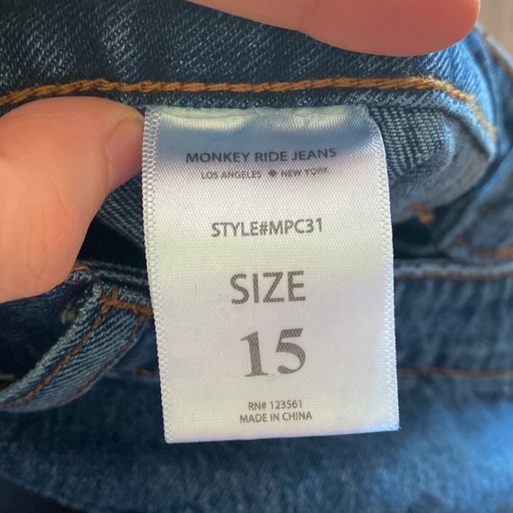 MONKEY RIDE Blue High Rise carpenter Mom Jeans Fit Women's Sz 15 cargo gorpcore - Picture 5 of 8